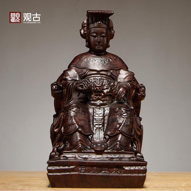 黑檀木妈祖神像雕刻摆件家居客厅湄洲海神天上圣母雕刻工艺品摆设