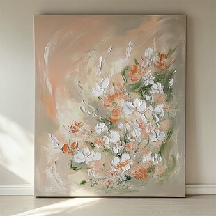 YX.手绘油画（静香）肌理感抽象挂画客厅玄关电表箱中古奶音