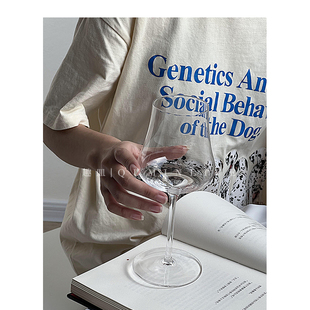 Qumin 娇柔柳腰 真似海棠醉日小众复古高脚玻璃杯酒杯饮料杯