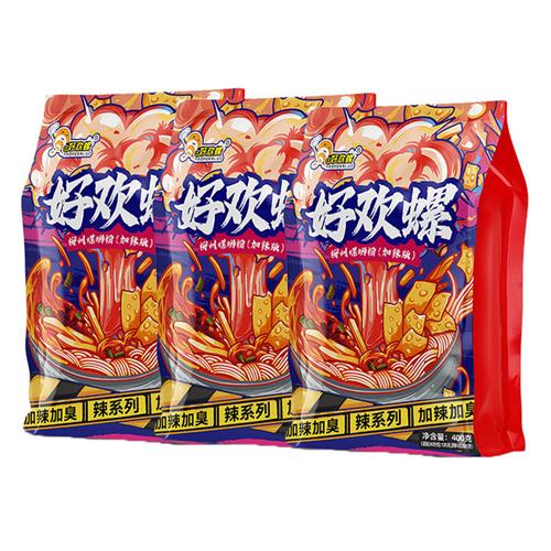 好欢螺螺蛳粉加辣加臭400gx3袋广西特产柳州正宗螺丝粉宵夜米粉