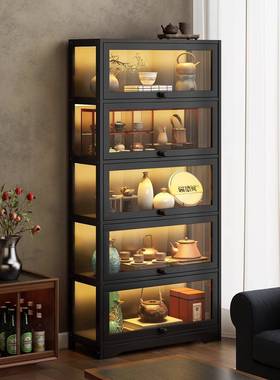 茶柜置物架非实木新中式博架茶叶示客厅62139高架档防尘古古董摆