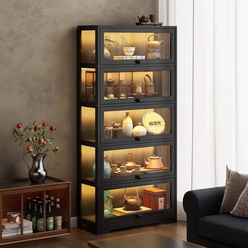 茶柜置物架非实木新中式博架茶叶示客厅62139高架档防尘古古董摆