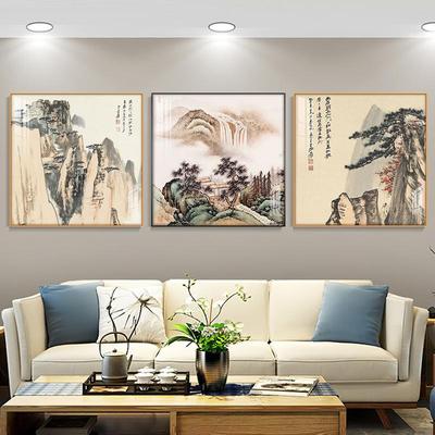现代中客式山水室画张大千挂厅21071115装饰画玄关书房茶铝合画金