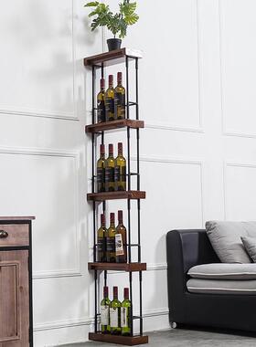 酒吧子装示饰酒屏风隔QLN断餐厅实木墙柱上发光红酒架展架置架物