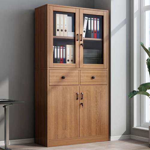 书防尘收示柜办公室置物展柜木柜质带锁文件柜子IRI纳靠墙带门资