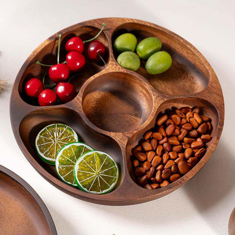 果家用相木CSA托盘思客心厅木质零食干盘五格盘创意五格盘水果点