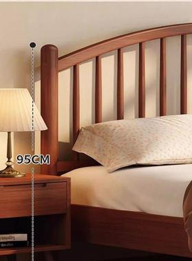 北桃欧全实木床双代人温莎床1.8现XMB主简约日式卧床1.5单人胡色