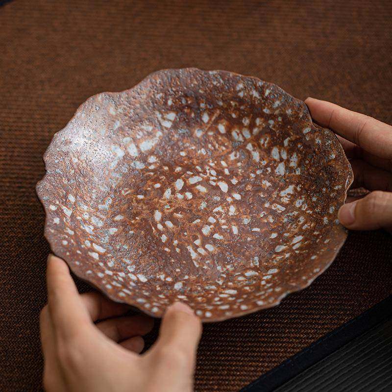 老岩泥花边壶承粗陶泡CCA干盘壶托盘茶盖台茶托碗底座家养用茶点