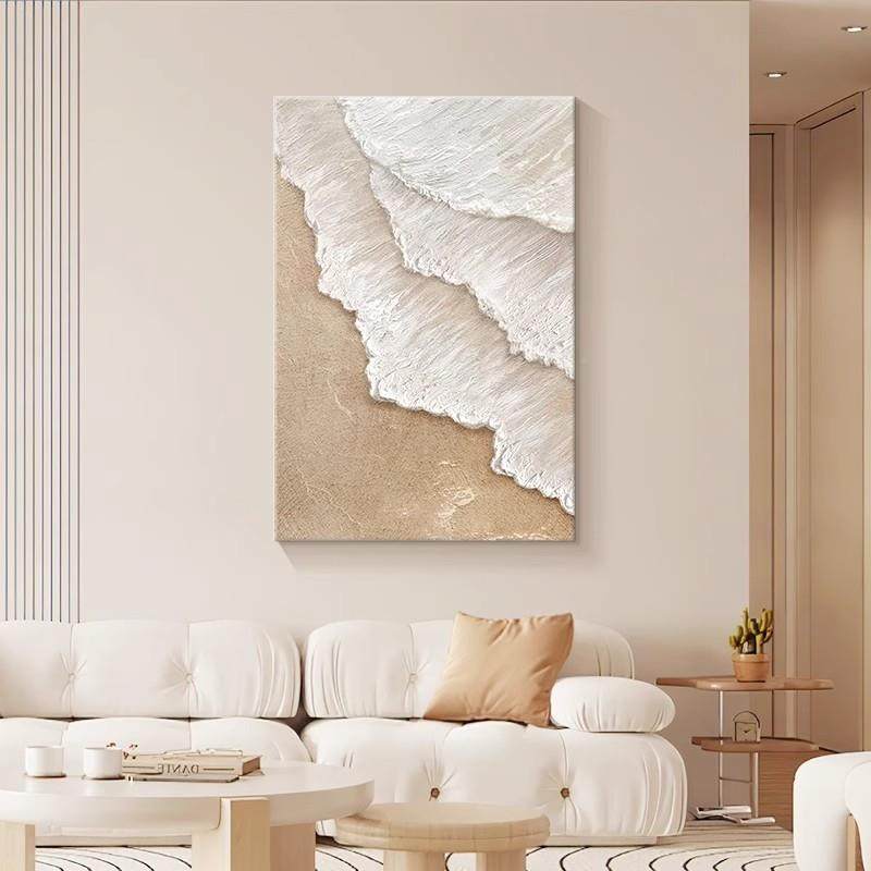 奶油风客厅画高装级感肌理画沙QWE-2302关发背饰景墙落地壁画抽象