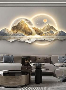 旭日东升轻客厅饰画新RBH10449中式沙发背景墙挂画高感级大气山奢