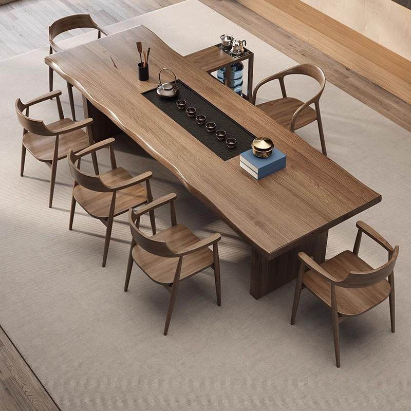 现代JHW简约实木茶茶盘体泡茶桌椅组台合一家桌用功夫大板茶后现,商业/办公家具,茶台/茶桌,淘宝优惠券,粉丝福利购,淘宝优惠卷