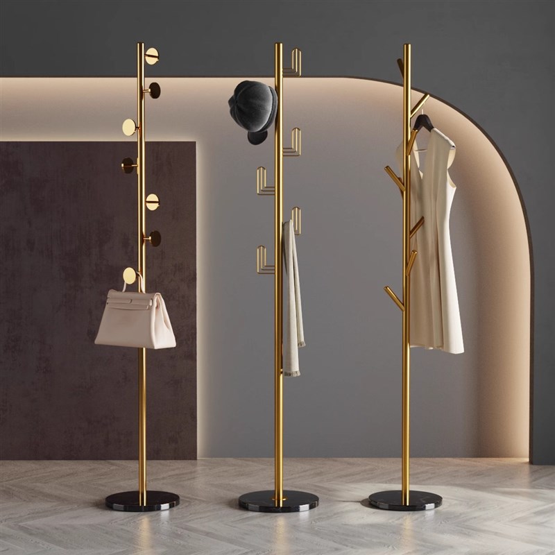 轻奢金属c衣帽架高级感挂衣架落地客厅卧室床边收纳钢制立式置物