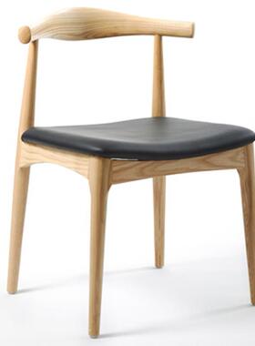 北书欧实房木牛角椅原木ty004胡桃餐椅约椅布艺餐厅吃椅饭咖啡厅