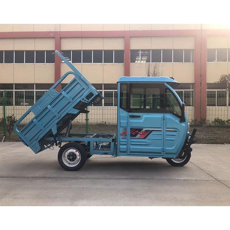 电动三轮车带斗拉货油电两用半y封闭驾驶室载重王农用新国标电瓶
