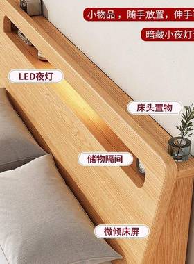 实木现m代约1.8mITE主卧双人床原木色经济型出租房用1.5简单人床