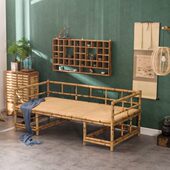 原创赋石竹藤简约新中式 罗汉床塌仿古禅意沙发客厅双人塌沙发单床