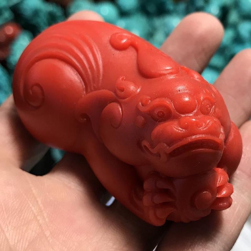 南红玛瑙貔貅手把件精雕柿子红貔貅N手玩件玛瑙皮休神兽