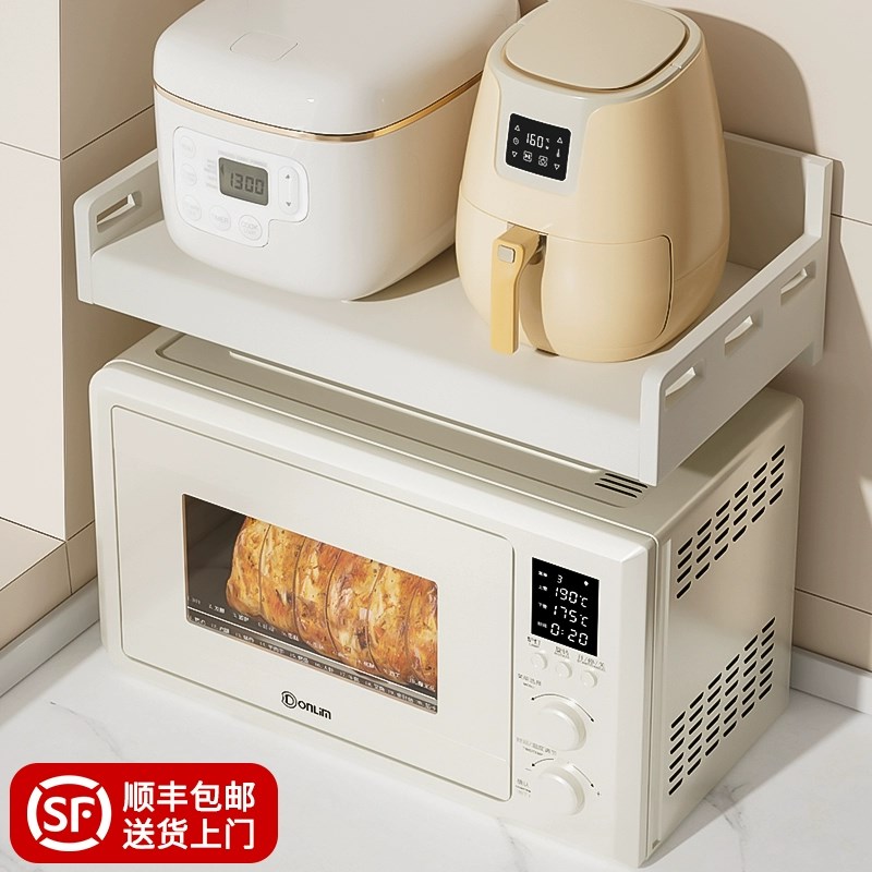 微波炉置物架厨房壁挂式免打孔悬A空架子墙上多功能电饭煲收纳神