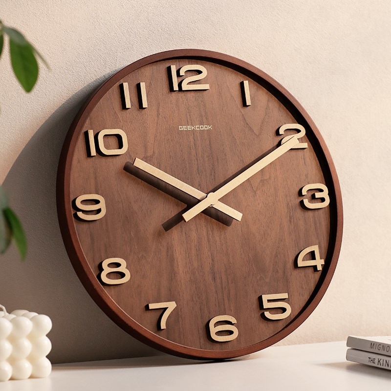 实木挂钟客厅2024新款时尚家用静E音时钟挂墙创意简约现代大气钟