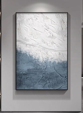 蓝色肌理感玄关装饰画抽象入户走廊过道挂画高级感沙发背景墙壁画
