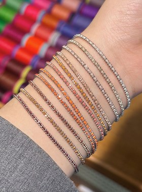 本命年法国小红绳橙红色系编织双珠手錬女情侣幸运送礼物925银