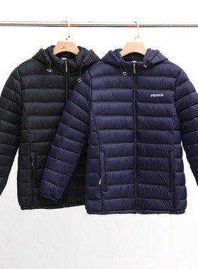 冬季新款男士戴帽棉服爸爸轻薄棉衣中老年羽绒棉外套爷爷棉袄上衣