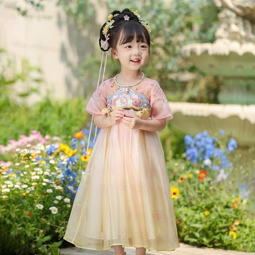 汉服女童2025夏季新款女宝宝国风仙气可爱公主襦裙儿童古风连衣裙
