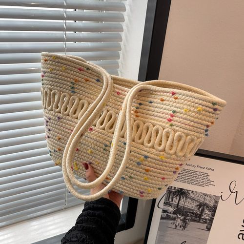 今年流行草编包包女2024新款编织包海边沙滩包大容量单肩菜篮子包