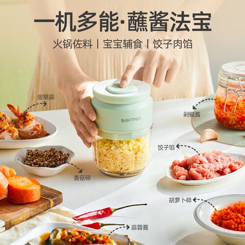 蒜泥神器捣蒜器食物切碎机小型电I动蒜蓉搅碎搅蒜器家用