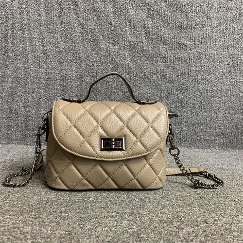 新品真皮女包小众韩版百搭时尚头层牛皮链条手提单肩定型锁扣小包