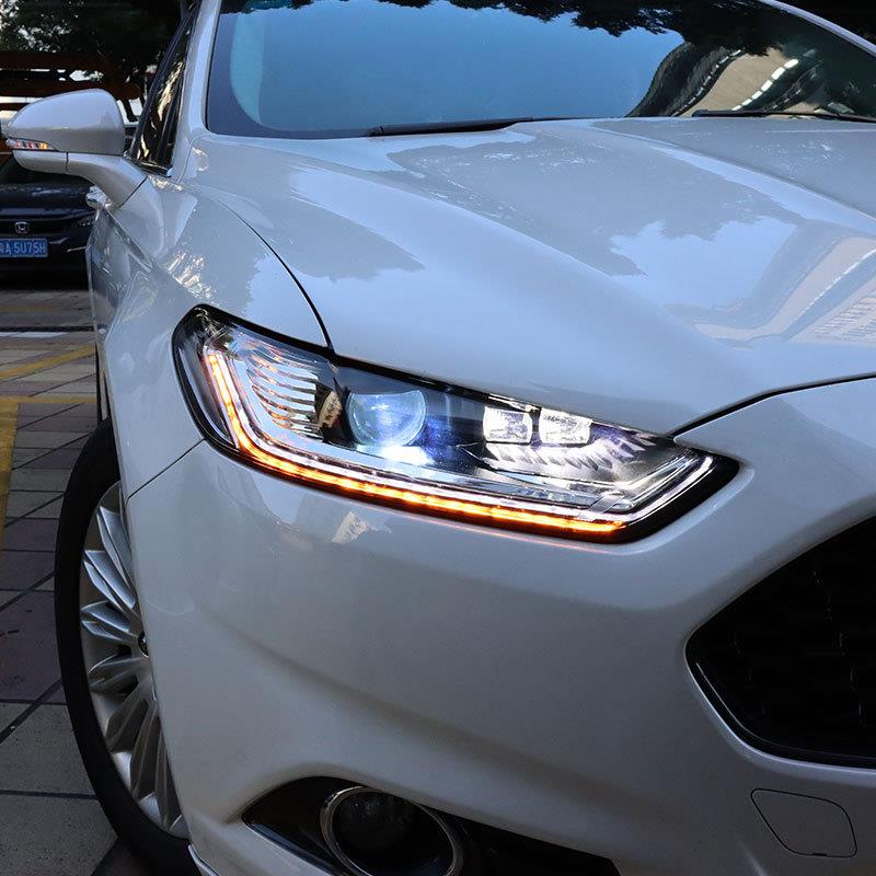 适用于福特蒙迪欧大灯总成13-16全LED模组透镜双光日行灯启动跑马