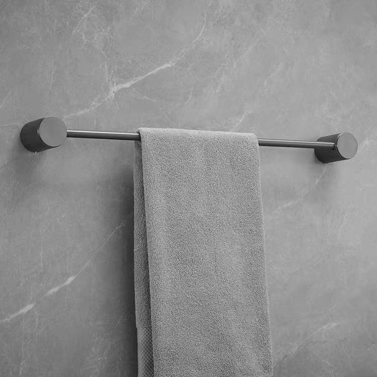 轻奢枪灰卫生间毛巾架全铜花纹毛巾杆浴巾架加长单杆浴室毛巾挂杆