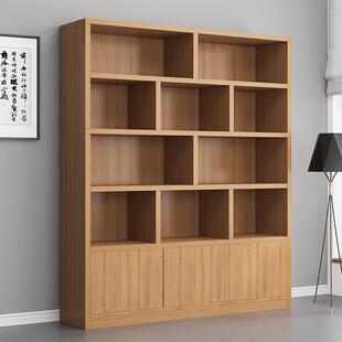 实木书架置物架落地靠墙图书馆书架客厅办公室文件柜储物柜子家用
