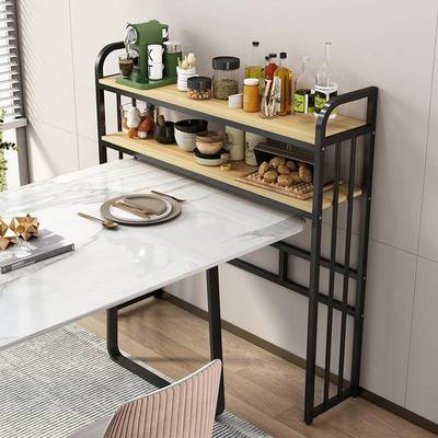 餐桌边置物架落地饭桌旁边上方收纳客厅靠墙双层长条整理架子