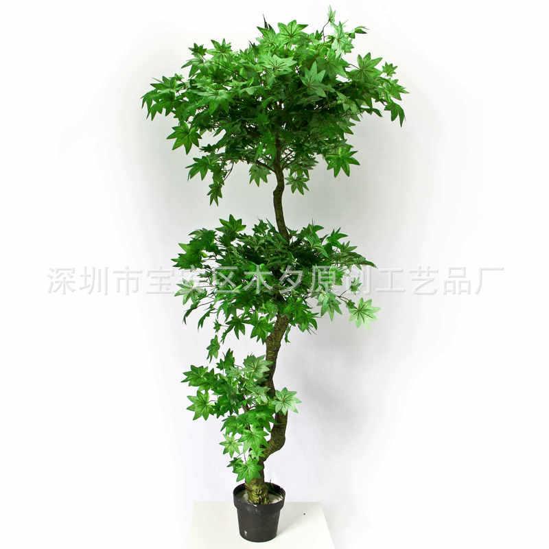 场景布置仿真植物枫叶多杆组合玻璃钢红枫树小盆景绿枫树老树头