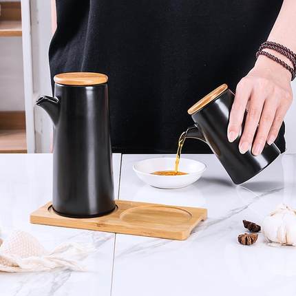式陶油壶日2两件套酱油瓶瓷餐厅饭店醋壶寿司SYN理料壶厨房佐料用