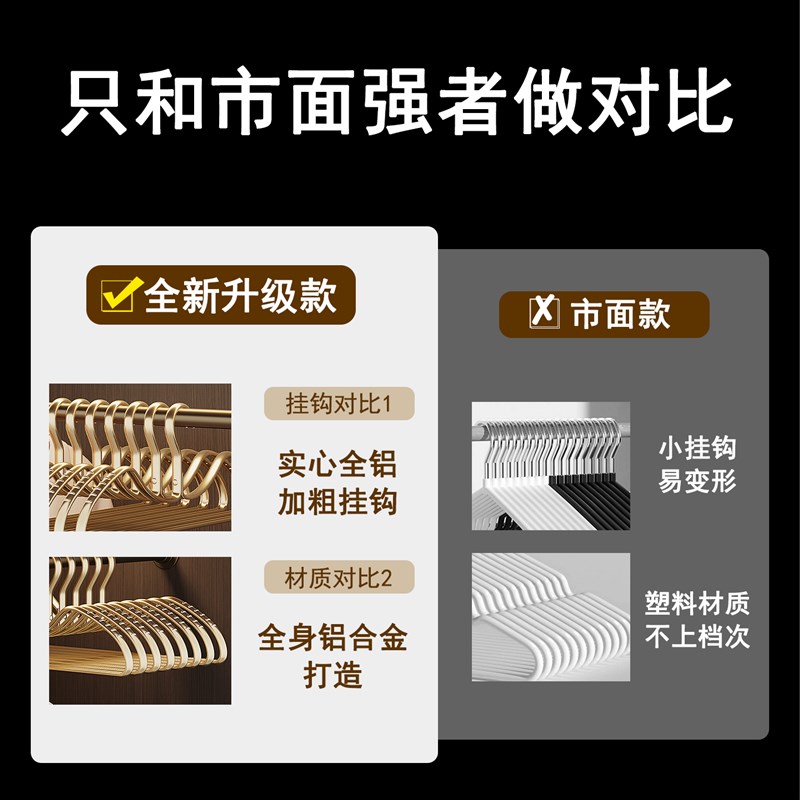 短颈衣架家用无痕挂衣铝合金加粗防鼓包省空间Q收纳神器缩脖子衣