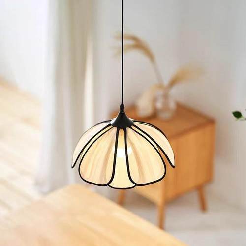 法餐式奶风吊灯北欧简约厅客厅卧日式室中古风554艺术高级感花油