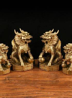 卦铜麒麟富摆件铜八财麒麒麟铜书卷麟一对八卦98麒麟