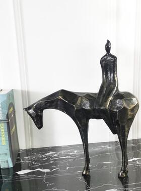 新中式室内软装样板房间别墅马厅书房BJ5551人物物牧人动雕塑创意