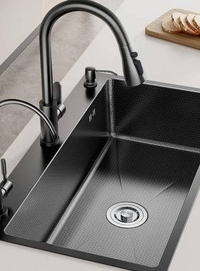 3磨0VWS4不锈抗钢升级蜂窝工艺黑金纳米水槽菌耐洗菜盆刚全套一整