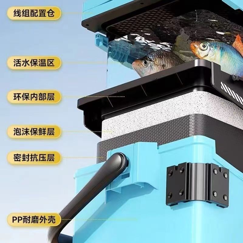 钓鱼箱特价新款29升钓鱼箱多功能超轻加厚Q全套保温箱钓鱼渔具