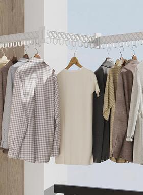 折叠晾衣架晒衣架隐形缩晾衣壁挂晾架家用杆室外晒伸VHZ阳台晾衣