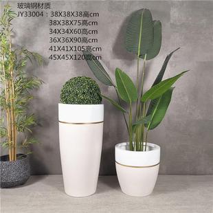 场欧式店玻璃钢花盆圆斗型路引JY33004绿摆件酒会所商植插花艺景