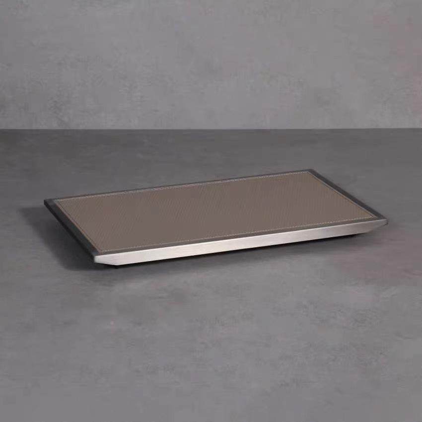 简QWE约厅现代轻皮质长形金属托盘奢物样板间客茶几桌面装饰置摆