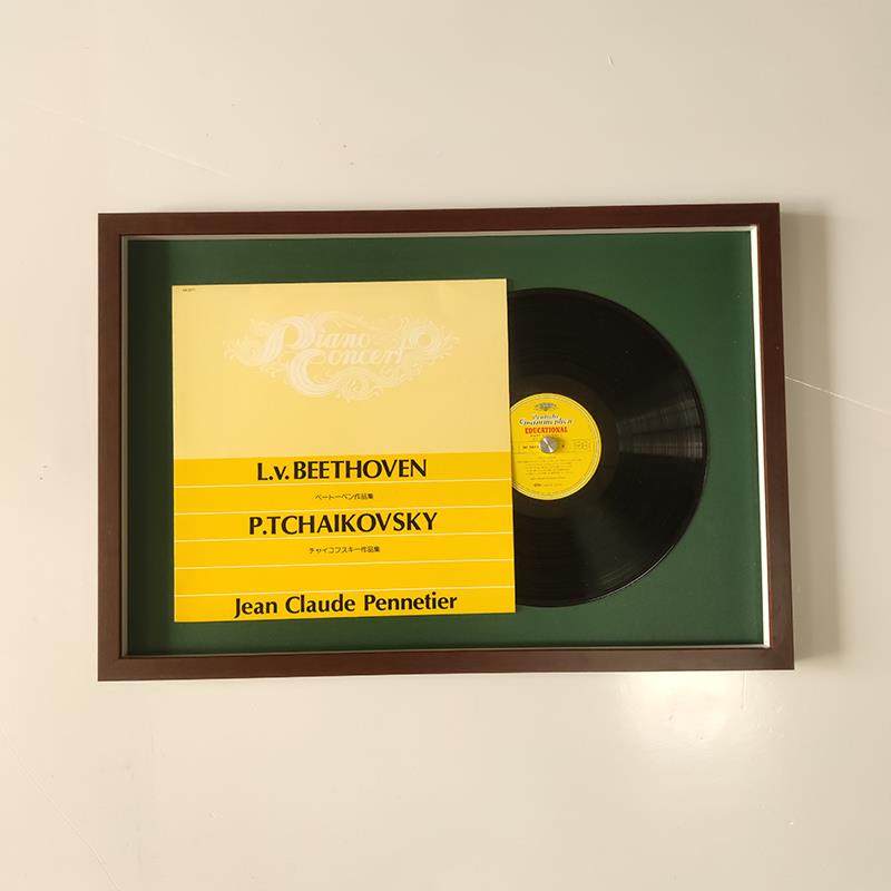 ?2黑胶唱片装裱1Fh(h(&aq框相框寸音乐CD专辑收简约现代实木挂墙