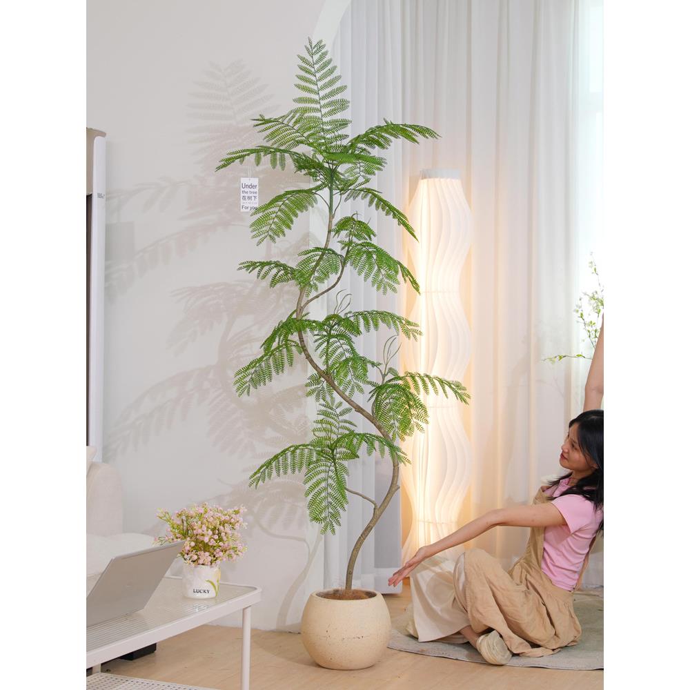 仿真绿植蓝花楹高端轻奢假绿植客厅落地摆件大型盆栽假树仿生植物