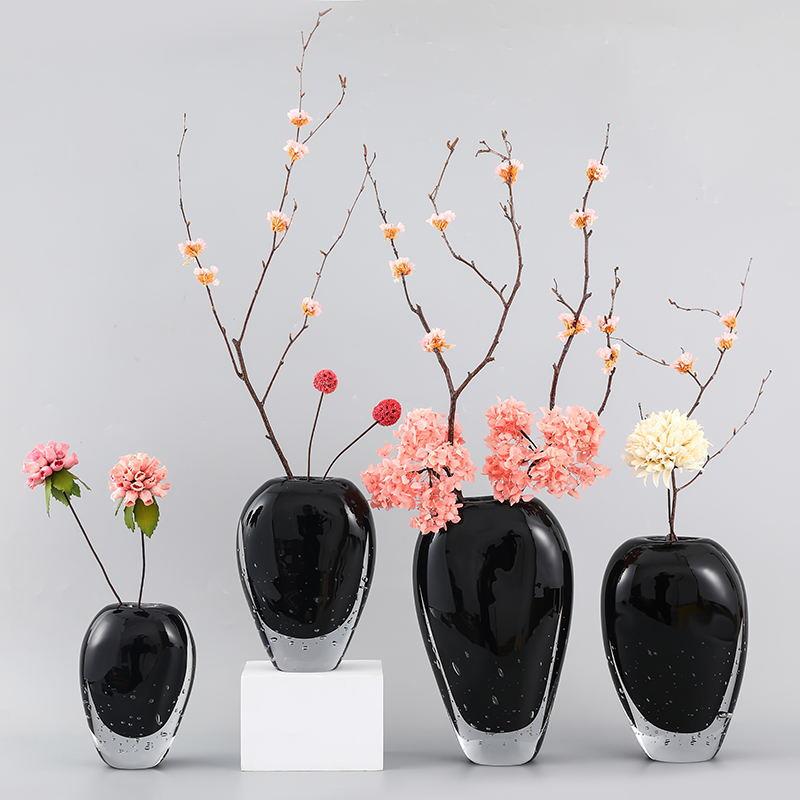 简约现代玻璃花瓶轻奢样板房软装饰客厅摆件桌面插花创意琉璃花器