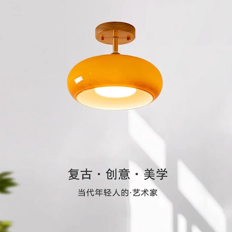 奶油风中古柿子简约吸顶灯餐厅吊灯玄关过道灯阳台灯衣帽间卧室灯