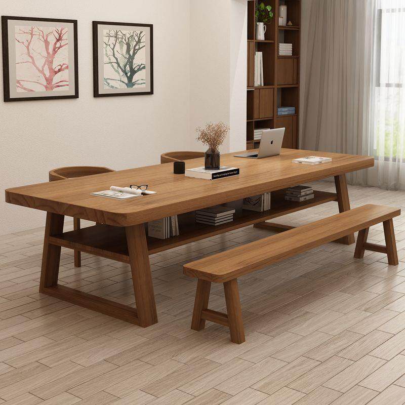 北欧实木大长书桌客厅双人学习桌现代简约家用电脑桌阅读桌工作台
